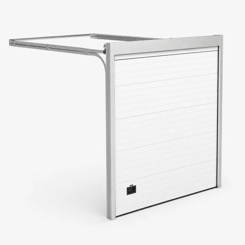Puerta seccional blanca instalada desde 1.499 € Puerta seccional blanca con guías de apertura para garaje